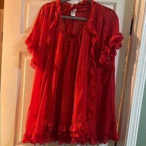 Red Ruffled Women's Top